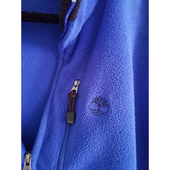 Timberland Fleece Jacket Men's 2XL Blue Black Trim Full Zip Front Athleisure - Picture 2 of 10